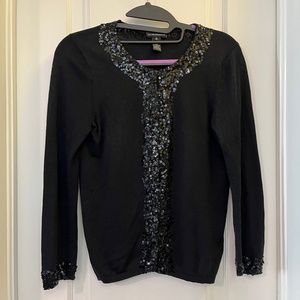 Club Monaco Black Sequin Sweater Cardigan Size XS